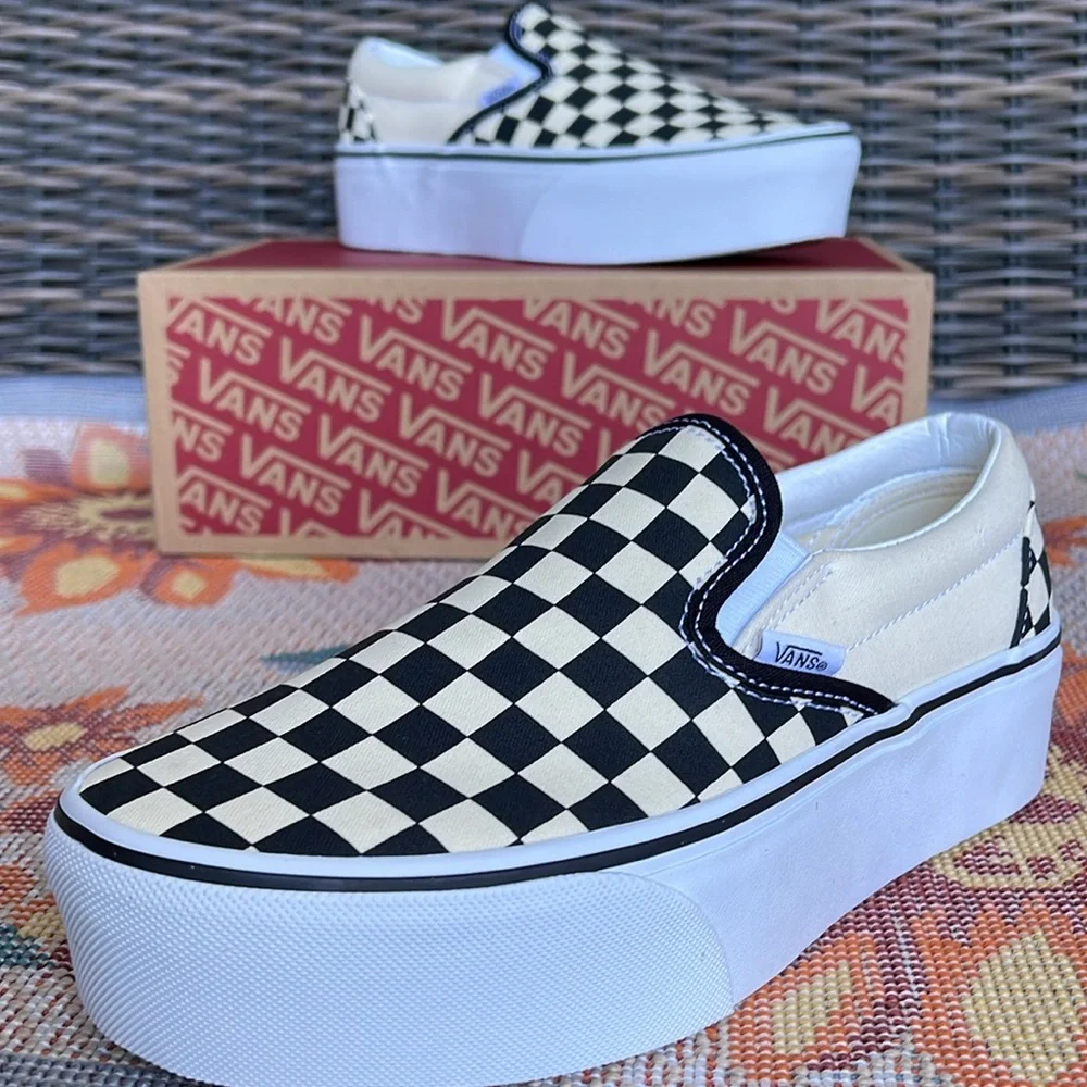 Vans WMNS Classic Slip-On Stackf Checkerboard Black/Classi VN0A7Q5RTYQ Platforms